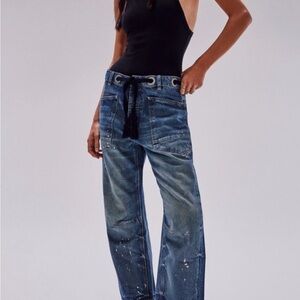 Free People Mid Rise Barrel Leg